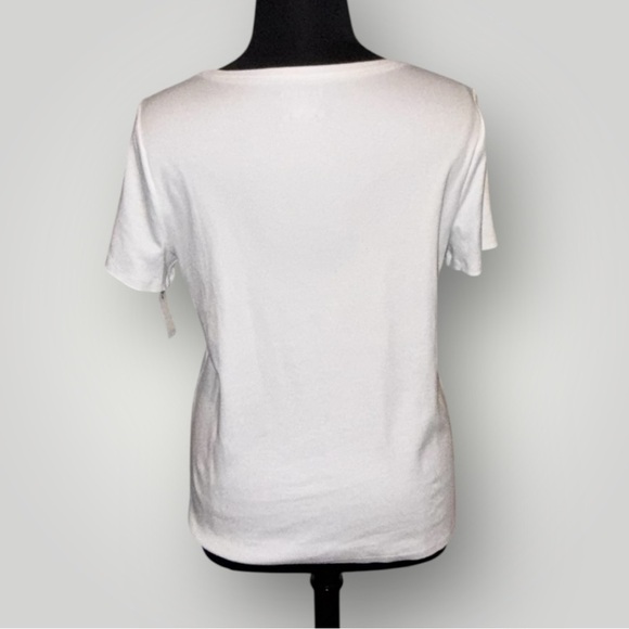 NWT TALBOTS RIBBED SCOOP NECK TEE Plus 2X White - Picture 6 of 14